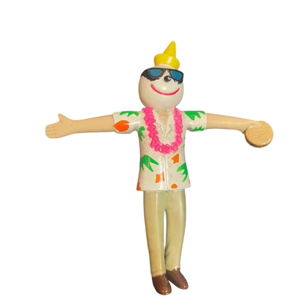 Vintage Jack in the Box Jack Beach Vacation PVC Figure Hawaiian Shirt Burger Toy